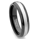 Black Tungsten Carbide Wedding Band Ring w/ Brushed Center