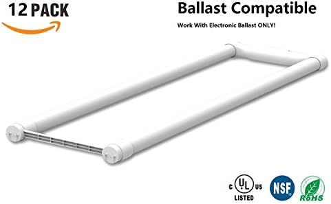12-Pack Electronic Ballast Compatible U Bent LED Tube 17W 2200lm(40W+ Equivalent) 4000K(Cool White) Works w/ Existing Electronic Ballasts Frosted Glass (12, 17W 4000K)