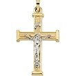 14K Two-Tone Gold Hollow Crucifix Pendant - 32.00x23.00mm