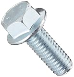 Grade 8 Zinc Plated Steel Serrated Flange Screw, Hex Drive, 3/8" - 16, 1" Length, Fully T