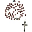 Brown Faux Pearl Link Rosary Necklace - 24 in Necklace - 8mm Beads