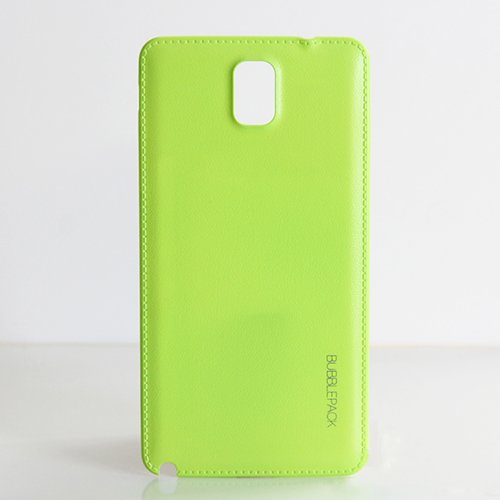 Galaxy Note 3 Back Cover, ANLEY Bubble Pack Series - [Sewn Leather] [Original Fit] Back Battery Cover Plate Replacement for Samsung Galaxy Note3 (Lime Green) + Free Ultra Clear Screen Protector Film