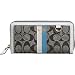 Coach Heritage Stripe Signature Zip Around Accordion Wallet 42380 Blue White