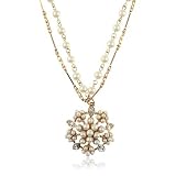 Fashion CAROLEE Brand Double Layer Pearl Style Flower 14K Gold Plate Necklace Jewelry