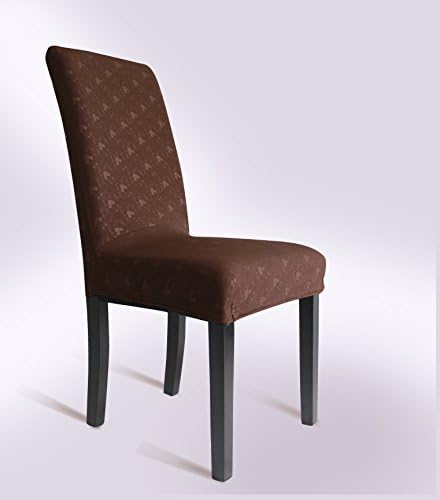 YOKAT Stretch Embossed Polyester Dining Room Chair Covers Home Decoration Chair Protect Slipcover (4, Brown)