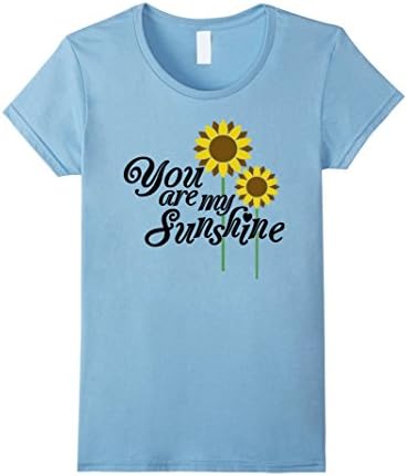 Women's Sunshine Shirt Retro Sunflowers You Are My Sunshine Sun Small Baby Blue
