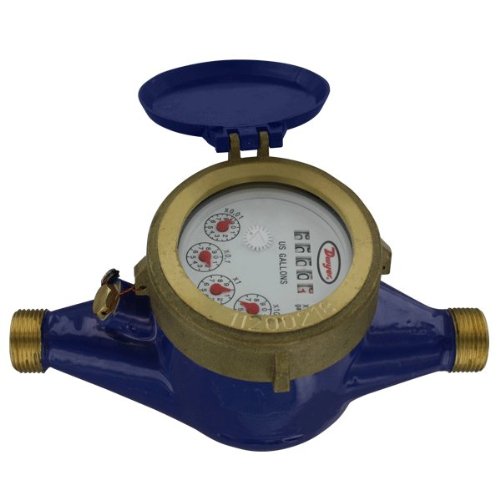 Dwyer® Multi-Jet Water Meter, WM2-A-C-04, Economical, Brass Body, Dry Dial