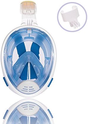 Snorkel Mask With GoPro Mount By Azorro - Full Face Snorkeling Mask With Anti-Fog/Anti-Leak Technology With Ventilation Tube- Award Winning 180 Degrees Viewing Area