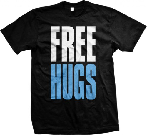 FREE HUGS Mens T-shirt, Big and Bold Funny Statements Tee Shirt, XX-Large, Black