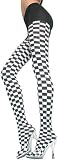 Checker Tights Black & White - Adult