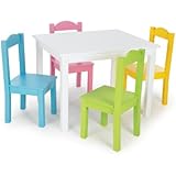 Tot Tutors Kids' Table and 4 Chair Set, Pastel Wood