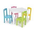 Tot Tutors Kids' Table and 4 Chair Set, Pastel Wood
