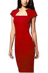 Cap Sleeves Short Sleeves Peplum Fitted Square Neck Cocktail Cotton/Polyester/Spandex Bodycon Dress/Evening Dress/Homecoming Dress/Party Dress/Wedding Dress/Midi Dress 