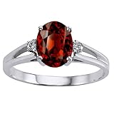 1.56 cttw Genuine Garnet and Diamond Ring - 14kt White Gold LIFETIME WARRANTY