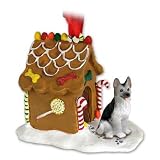 GERMAN SHEPHERD Black and Silver Dog GINGERBREAD HOUSE Christmas Ornament 08B