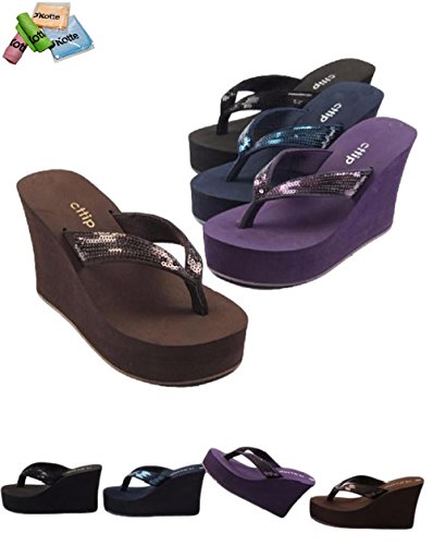 D'Kotte  厚底 スパンコール ビーチサンダル　ヒール10cm カラー選択 サイズ選択 D'Kotteハンカチタオル付属致します。