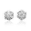 14k White Gold Cluster Diamond Earrings Studs (HI, I1, 0.50 carat)