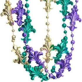  Mardi Gras Fleur De Lis Bead Necklace