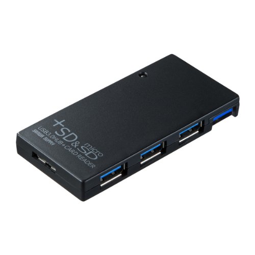 SANWA SUPPLY 3ポート USB3.0 SDカードリーダー付きハブ(ブラック) USB-HCS315BK