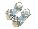 キッズ 夏 ガールズ プリンセス サンダル リボン おしゃれ （ホワイトブルー、15.0cm）