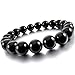 Men,Women's 10mm 12mm Bracelet Link Wrist Energy Stone Agate Onyx Gemstone Black Buddha Mala Beads