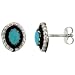 Sterling Silver Handcrafted Blue Turquoise Oval Stud Earrings (Genuine Zuni Tribe American Indian Jewelry) 3/8 in. (10mm) picture
