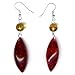 Boucles d'oreilles en r�sine ambre Navette Cognac sur crochets en Argent massif 925