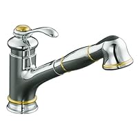 KOHLER K-12177-CB Fairfax Single Control Kitchen Sink Faucet, Polished Chrome with Vibrant Polished Brass Accents