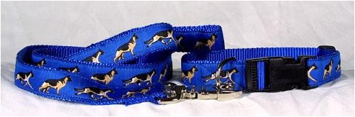 Designer German Shepherd Dog Leash - Blue German Shepherd Leash - Four Feet Long - Made in USA
