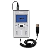 Coiled Power Hot Sync and Charge USB Data Cable w/ Tip Exchange for the Dell Pocket DJ 15GB - Gomadic Brand