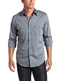 Perry Ellis Men's Long Sleeve Double Flip Pocket Shirt