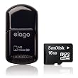 ELAGO Mobile Micro SD & M2 Reader (Black) + Sandisk 16GB Microsdhc Memory Card