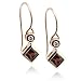 14k Yellow Gold Garnet Princess Cut and Diamond Earrings