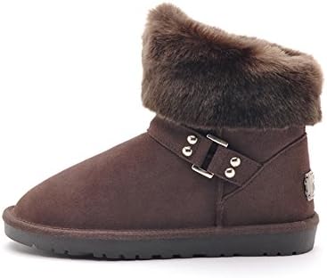 Xanyi Women's Winter Cozy Brown Fur Trim Boots 9 US