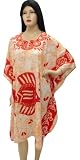 Charming FISH Printed Plus Size Short Kaftan Caftan Cover Up Valentine's Day Gift