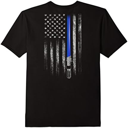 Thin Blue Line t-shirt, star wars light saber blue line - Male Large - Black