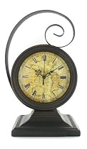 World Map Shelf Mantle Clock Roman Numeral Antique Style