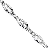 10K White Gold 2 ct. Round and Baguette Cut Diamond Bracelet