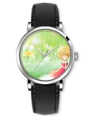 SPRAWL Aanalog Fashion Series Silver Ladies Watches of Genuine Black Leather Strap,Unique Wrist Watch for Women Girls Designed with Girl in field