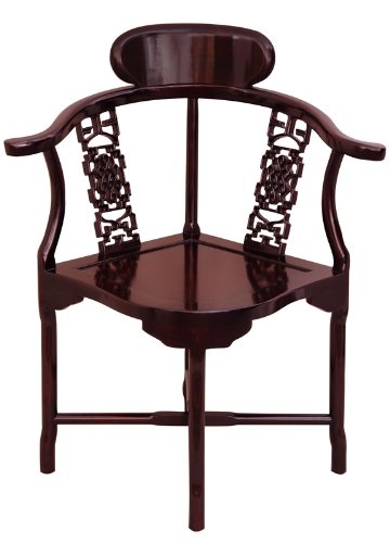 Authentic Asian Furniture & Décor - 32" Fine Oriental Rosewood Corner Chair - Dark Rosewood