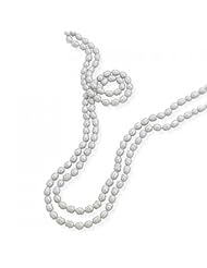 MMA Silver - 64 inch Knotted Silver Cultured Freshwater Pearl Necklace