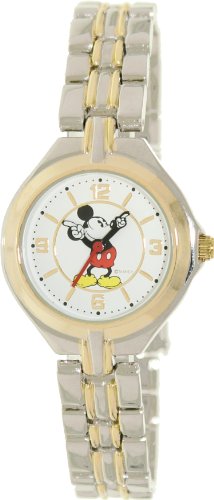 Disney Women's MCK167 Two-Tone Gold Tone Stainles-Steel Quartz Watch with White Dial