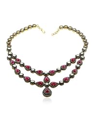 14kt Gold Diamond Pave Genuine Gemstone Choker Necklace Bridal Jewelry