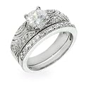 Samantha's Victorian Antique CZ Deco Silver Ring Set