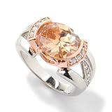 Sterling Silver / Platinum & 18K Rose Plated Oval Cut Brilliante Ring