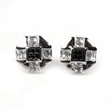 STERLING SILVER MEN'S EARRINGS Clear CZ