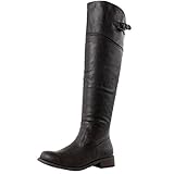 West Blvd Taipei Thigh High Riding Boots, Brown Pu, 8.5