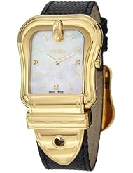 Fendi B. Fendi Ladies Large Mother-of-Pearl Diamond Dial Yellow Gold Plated Watch F382414511D1