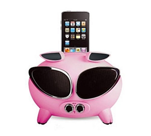 Amethyst SuperPig Sounddock für Apple iPod/Apple iPhone pink/silber