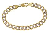 10K Two Tone 8mm Pave Curb Link Bracelet